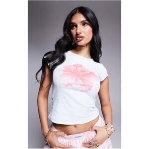 Princess Polly Hibiscus Baby Tee in Blue Women's sz. 2